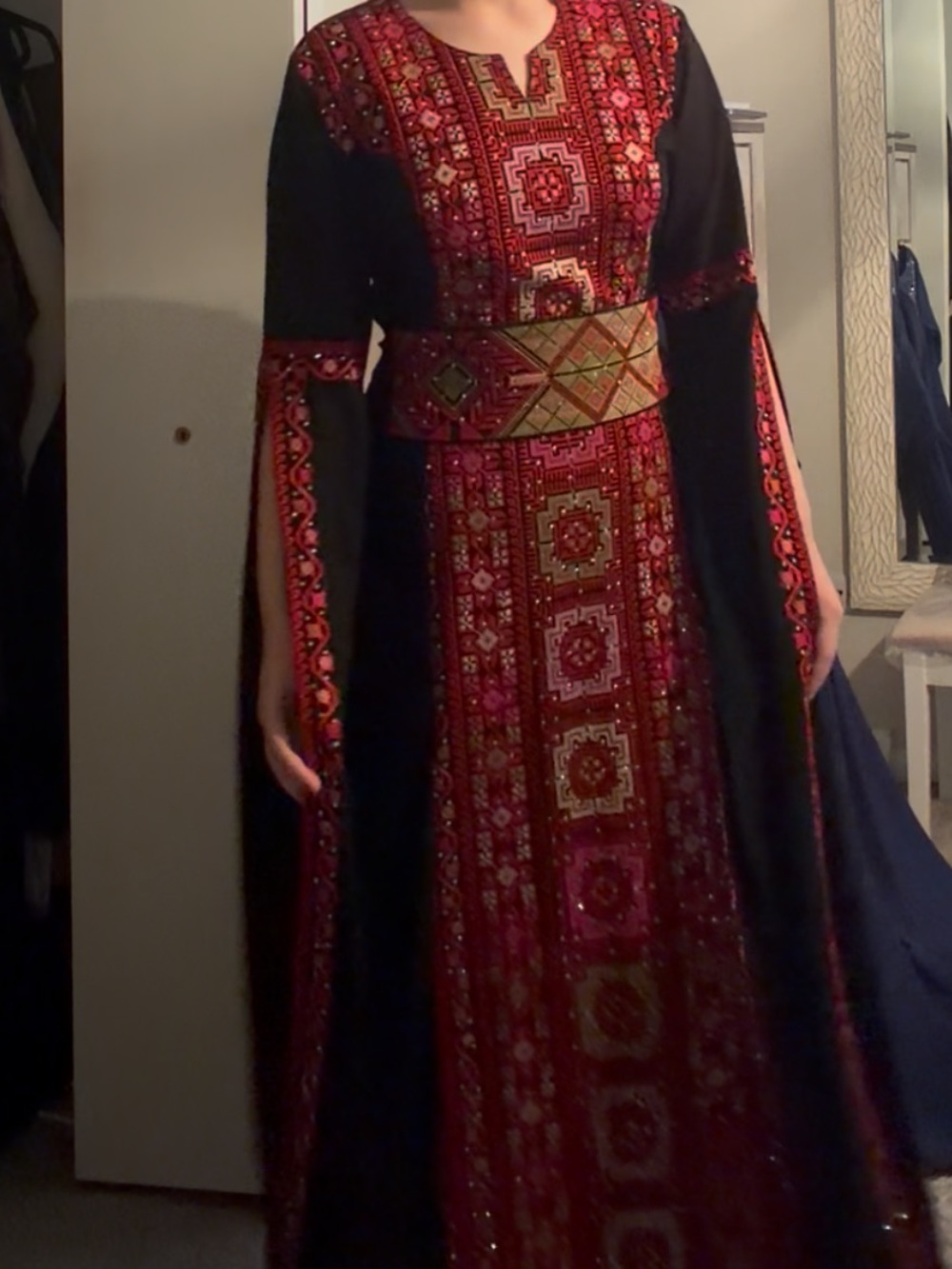 red and black thobe